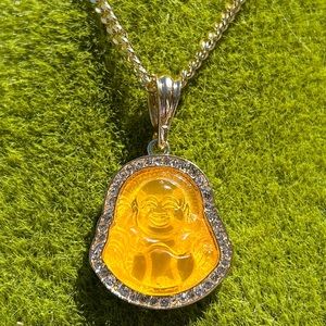 Laminated gold necklace with Buddha pendant